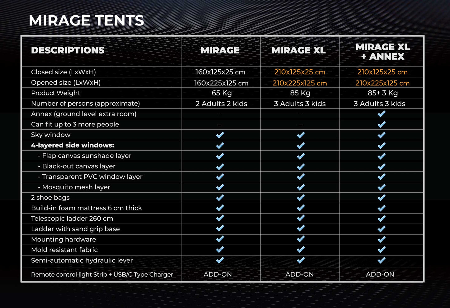 MIRAGE CAR TENT