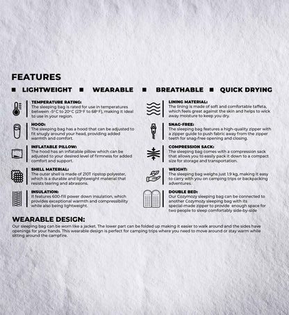 COZYMOZY SLEEPING BAG - OBK WORLD