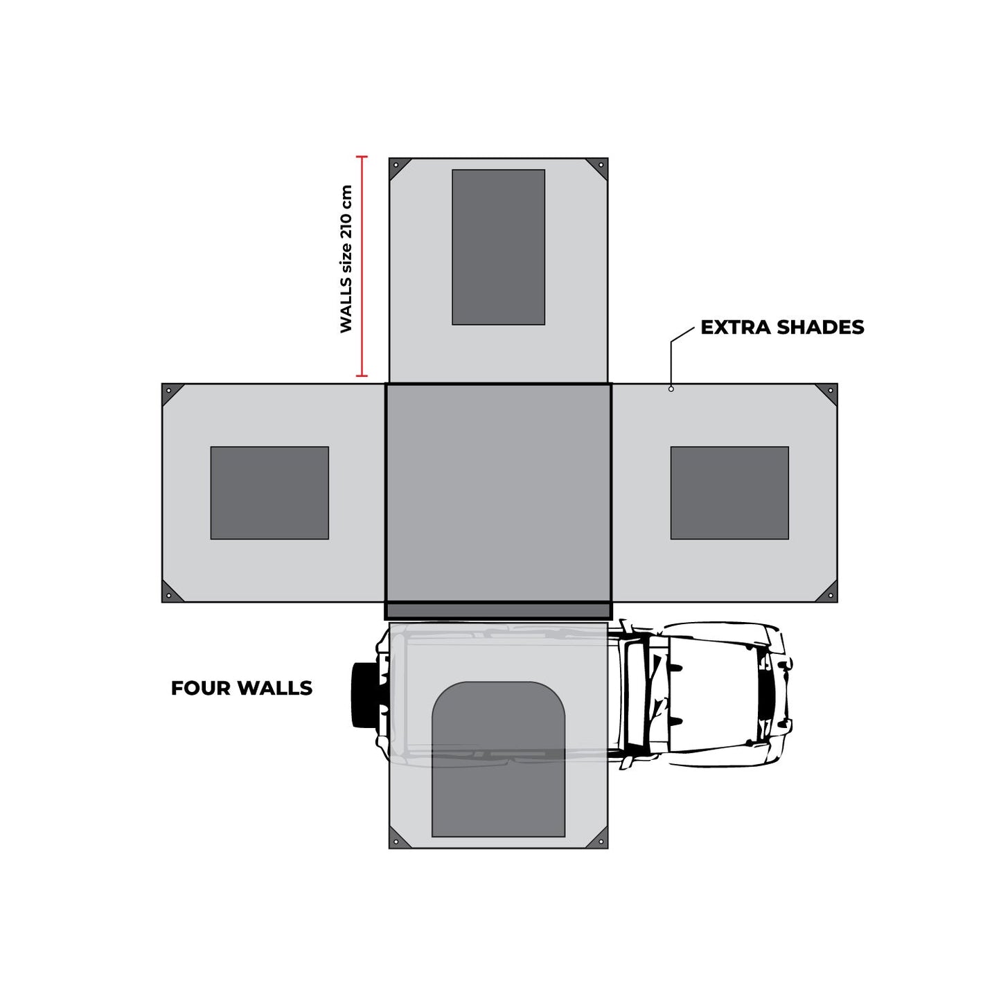 OBK 90º AWNING WALLS 2M - OBK WORLD