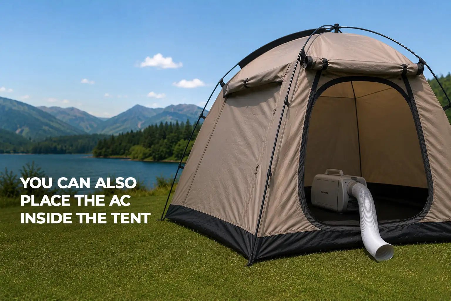 PORTABLE AC - ICECORE 5500 BTU placed inside a tent cool and hot system 