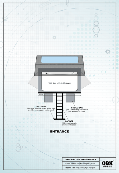 SKYLIGHT 1.4M ROOFTOP TENT - OBK WORLD
