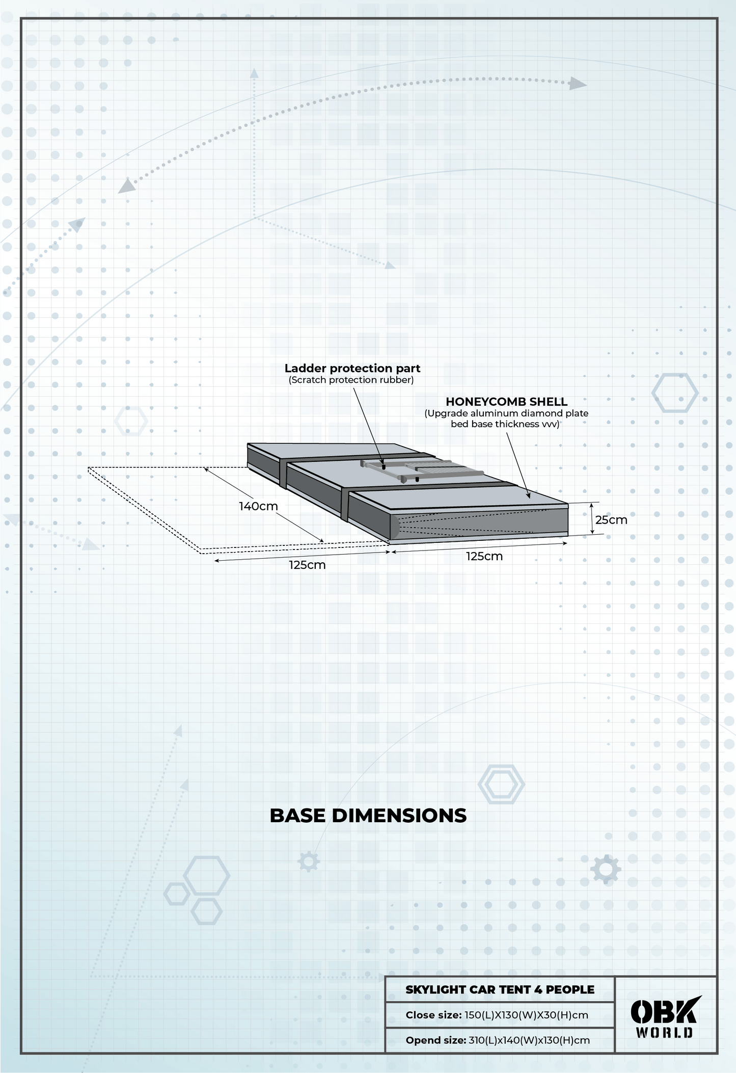 SKYLIGHT 1.4M ROOFTOP TENT - OBK WORLD