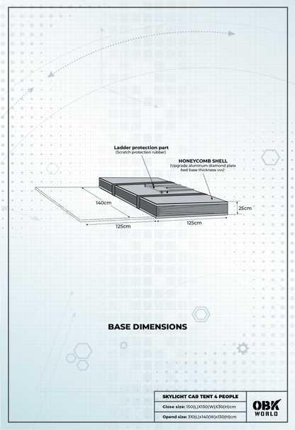 SKYLIGHT 1.4M ROOFTOP TENT - OBK WORLD