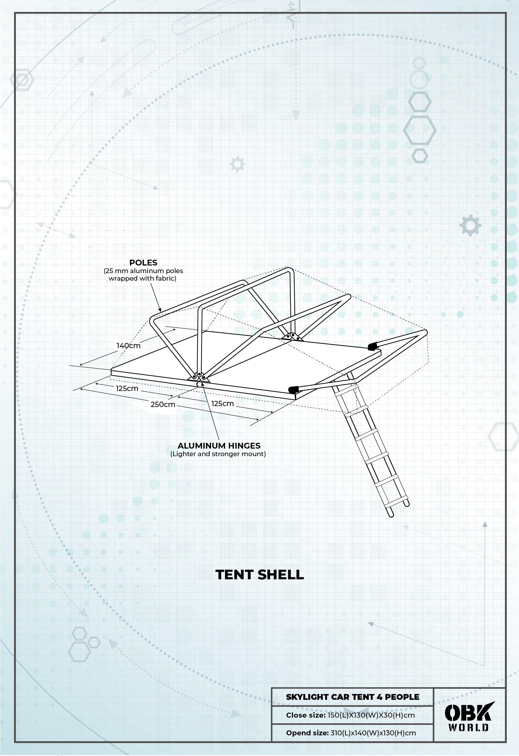 SKYLIGHT 1.4M ROOFTOP TENT - OBK WORLD