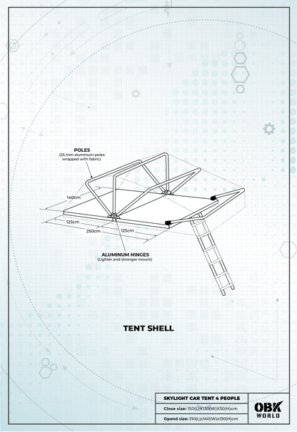 SKYLIGHT 1.4M ROOFTOP TENT - OBK WORLD
