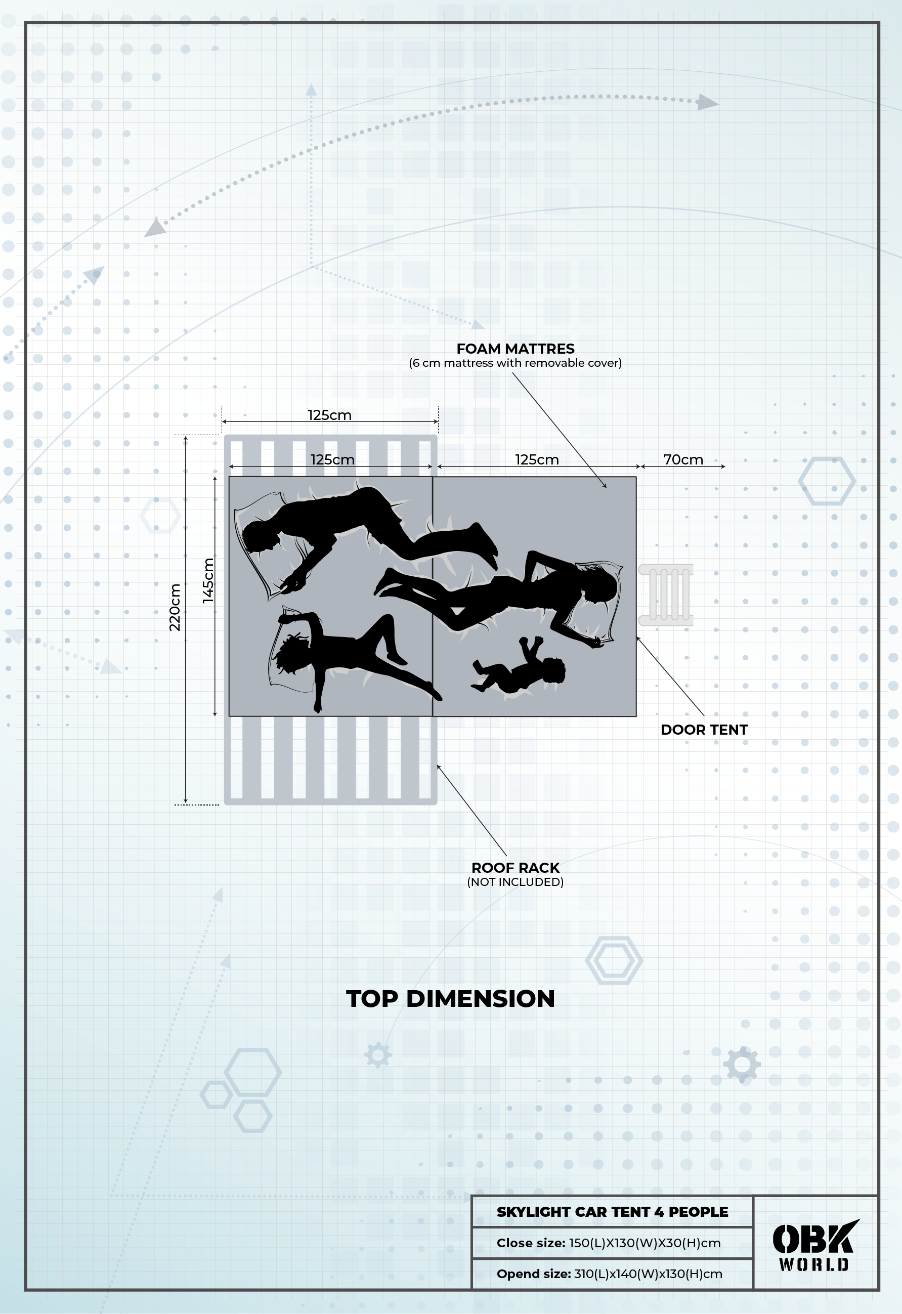 SKYLIGHT 1.4M ROOFTOP TENT - OBK WORLD