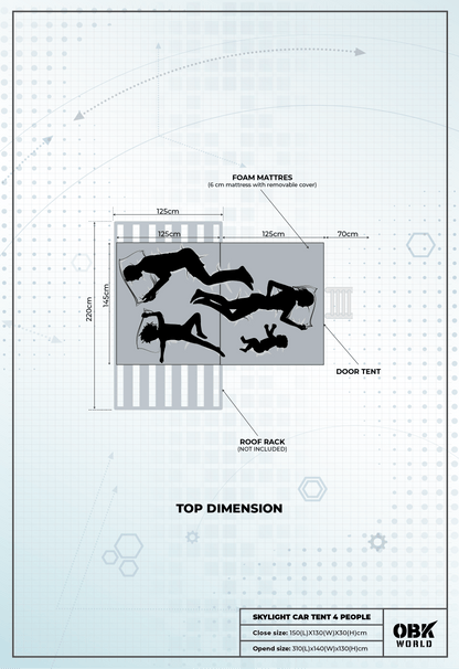 SKYLIGHT 1.4M ROOFTOP TENT - OBK WORLD