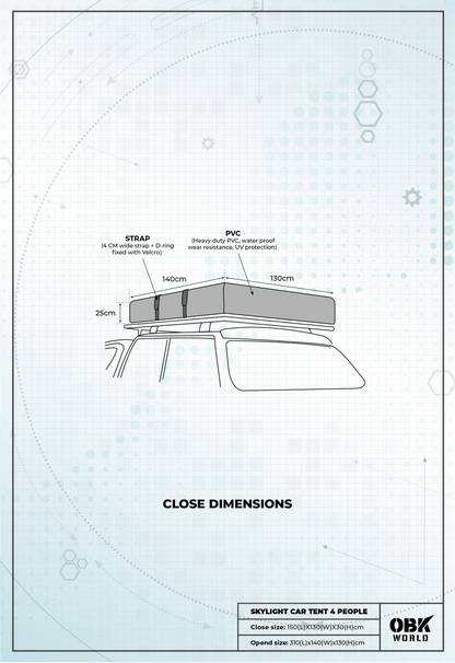 SKYLIGHT 1.4M ROOFTOP TENT - OBK WORLD