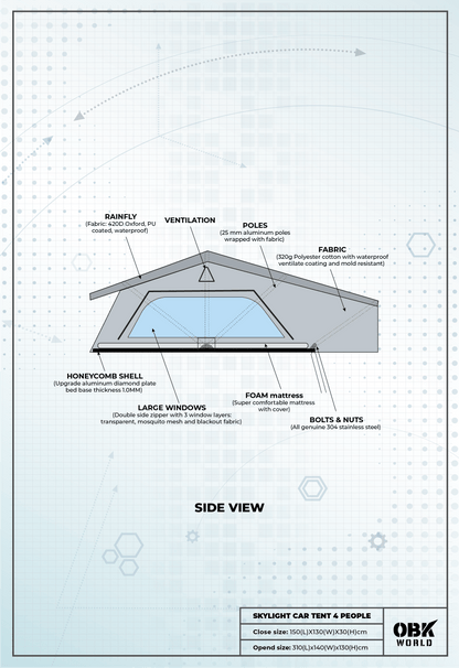 SKYLIGHT 1.4M ROOFTOP TENT - OBK WORLD