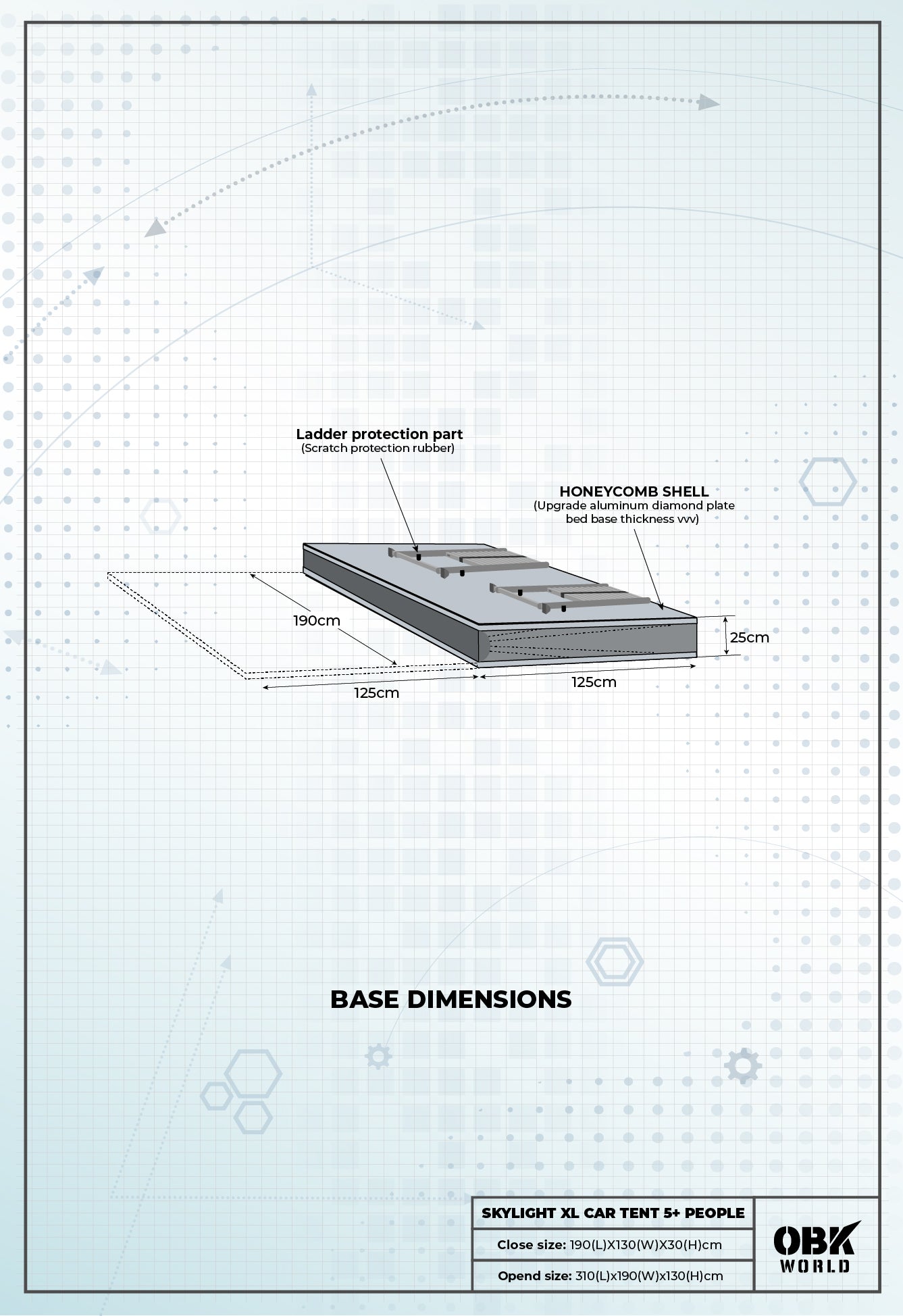 SKYLIGHT - XL 1.9M ROOFTOP TENT - OBK WORLD