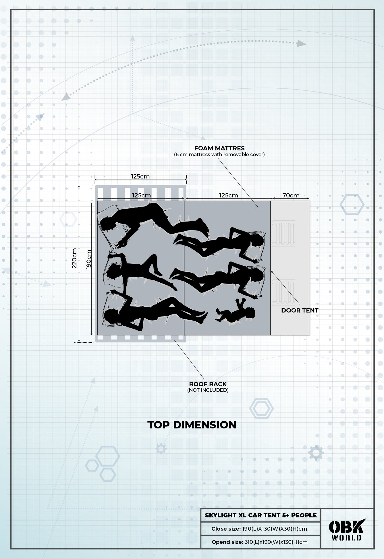SKYLIGHT - XL CAR TENT (5P+) - OBK WORLD